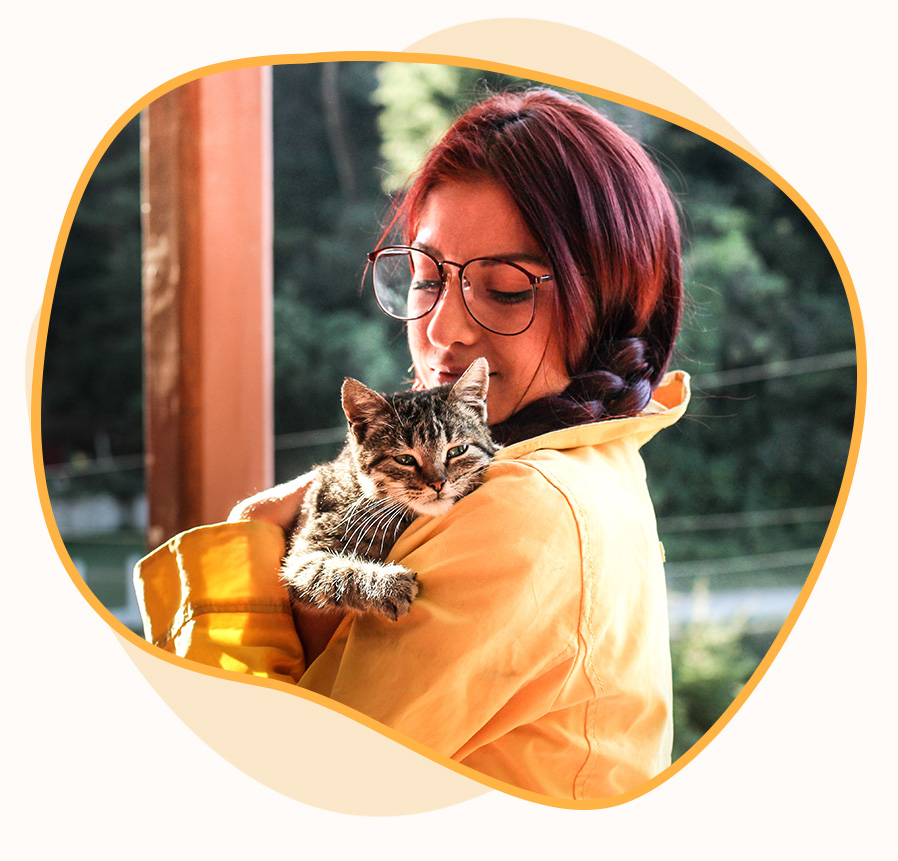 Person holding a cat